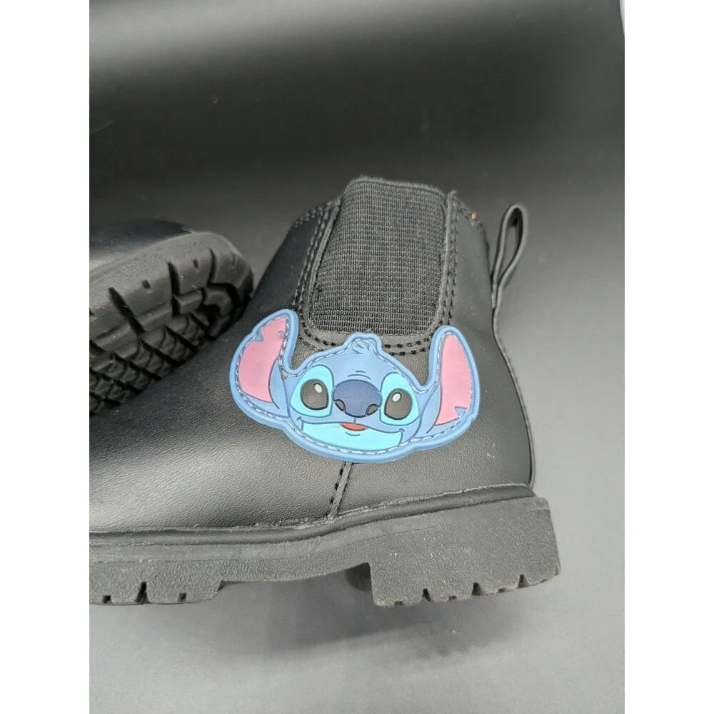 Disney Stitch Unisex Kids Chelsea Ankle Boot Black Faux Leather Slip On 6